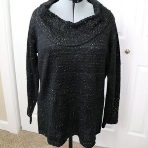 Ashley Stewart Sweater Cowl Neck Sweater Metallic